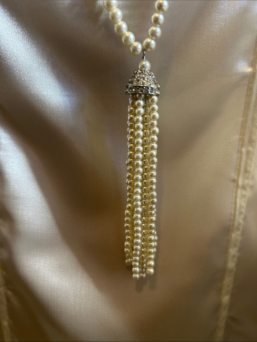 Jon Richard Pearl Tassel Long Necklace 23-inch Long